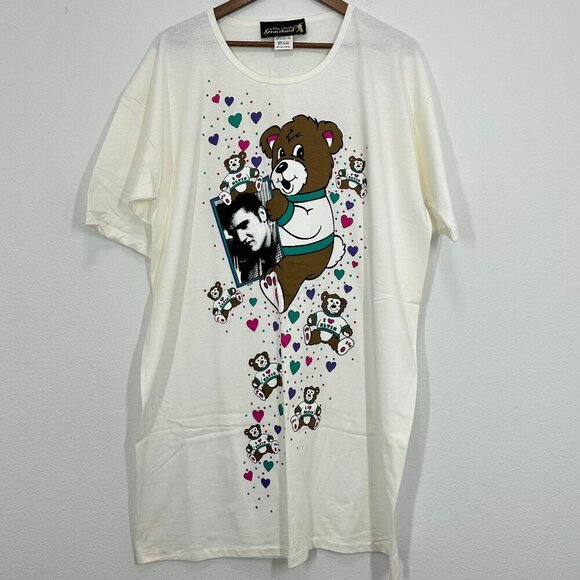 Vintage Elvis Presley's Graceland Teddy Bear Elvis Fan OSFM Sleep Shirt Adorable - Picture 1 of 8